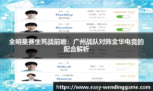 全明星赛生死战前瞻：广州战队对阵金华电竞的配合解析